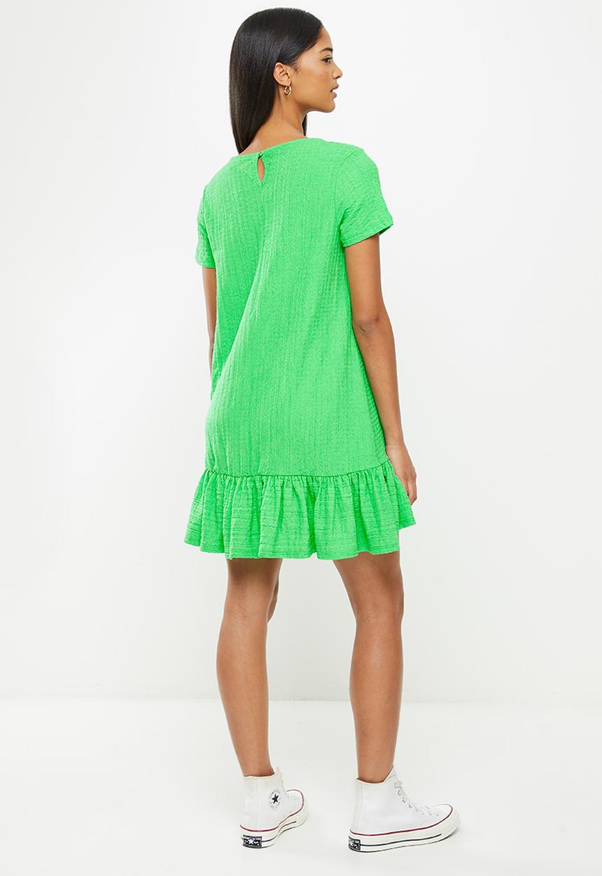 Koton - Crew neck short sleeve mini dress - green