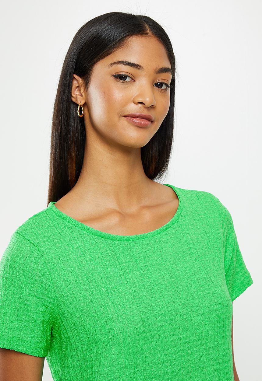 Koton - Crew neck short sleeve mini dress - green
