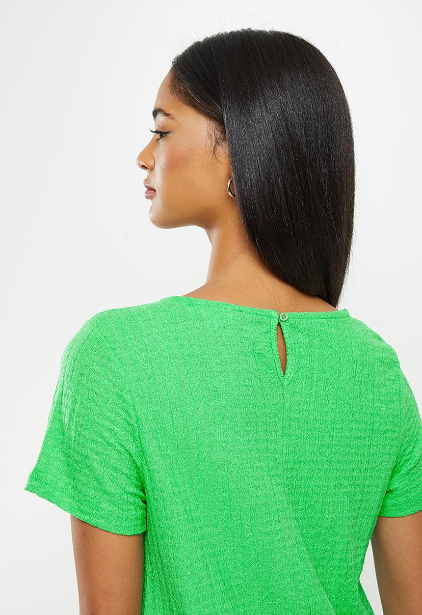 Koton - Crew neck short sleeve mini dress - green