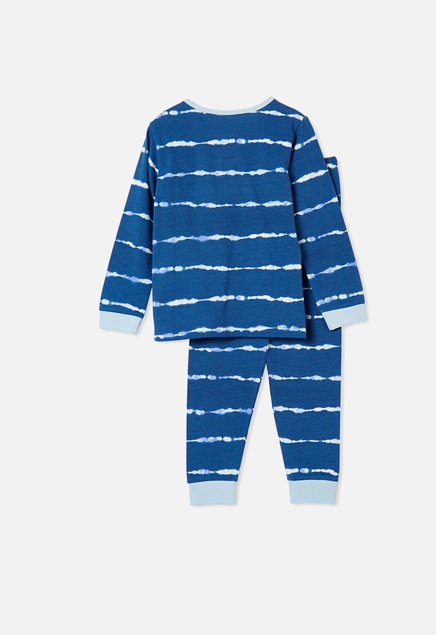 Cotton On - Orlando long sleeve pyjama set - petty blue/linear tie dye