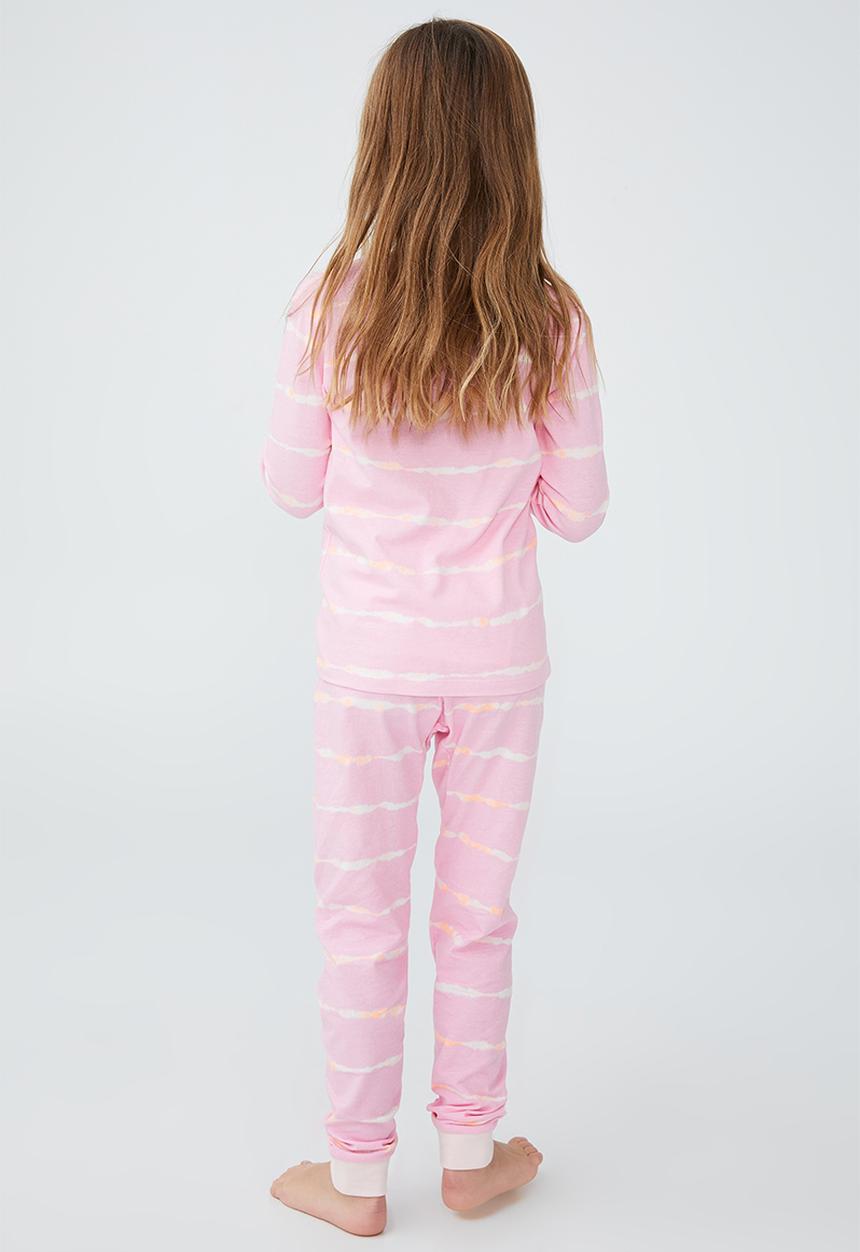 Cotton On - Florence long sleeve pyjama set - cali pink/linear tie dye