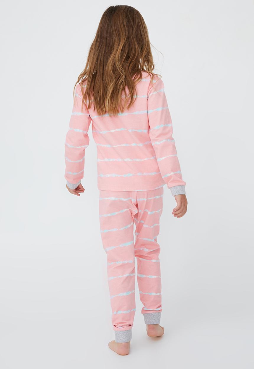 Cotton On - Florence long sleeve pyjama set - coral dreams/linear tie dye