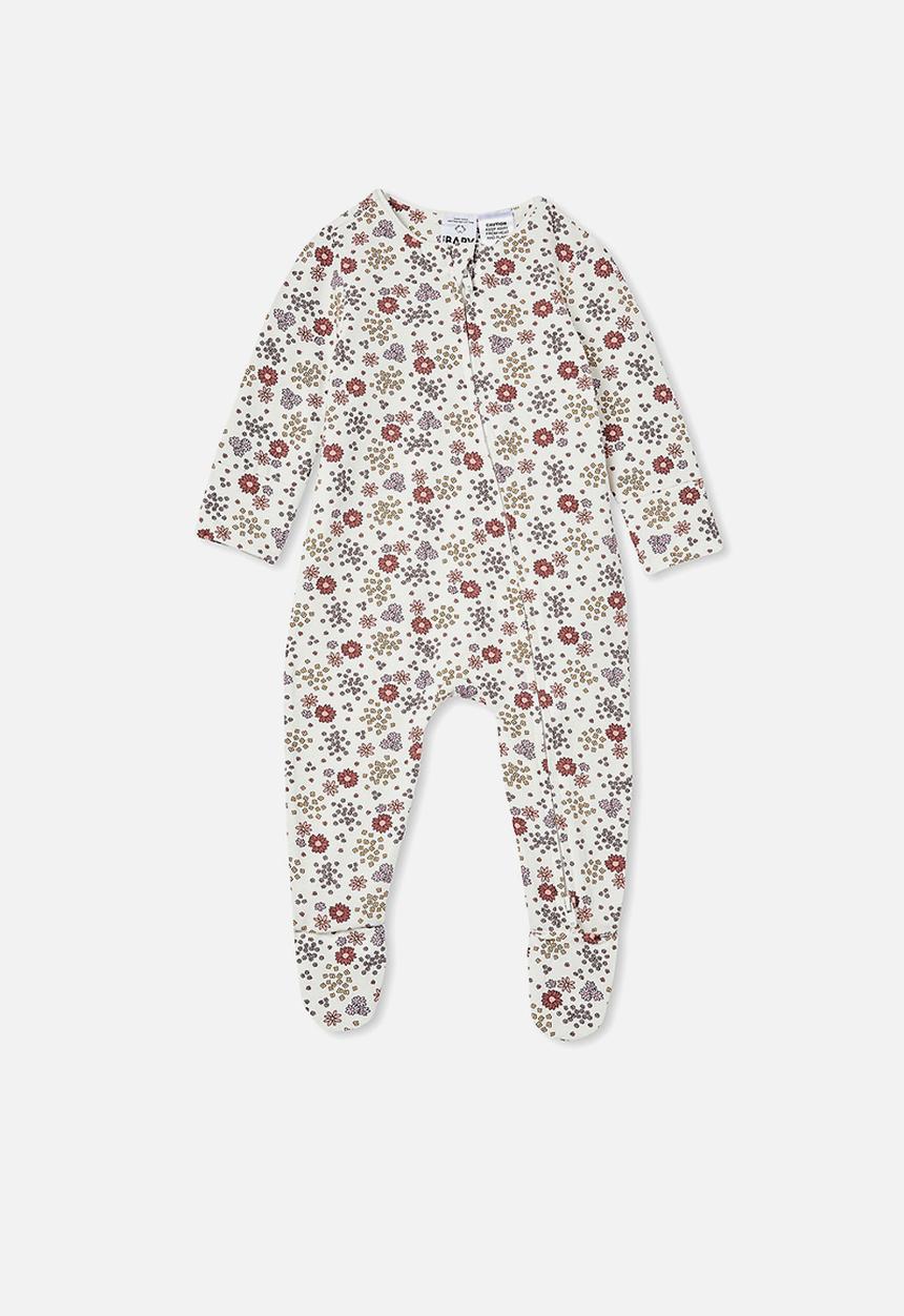 Cotton On - The long sleeve zip romper - vanilla/delilah ditsy