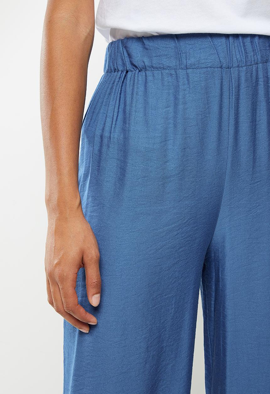 Koton - Medium rise flare trousers - blue