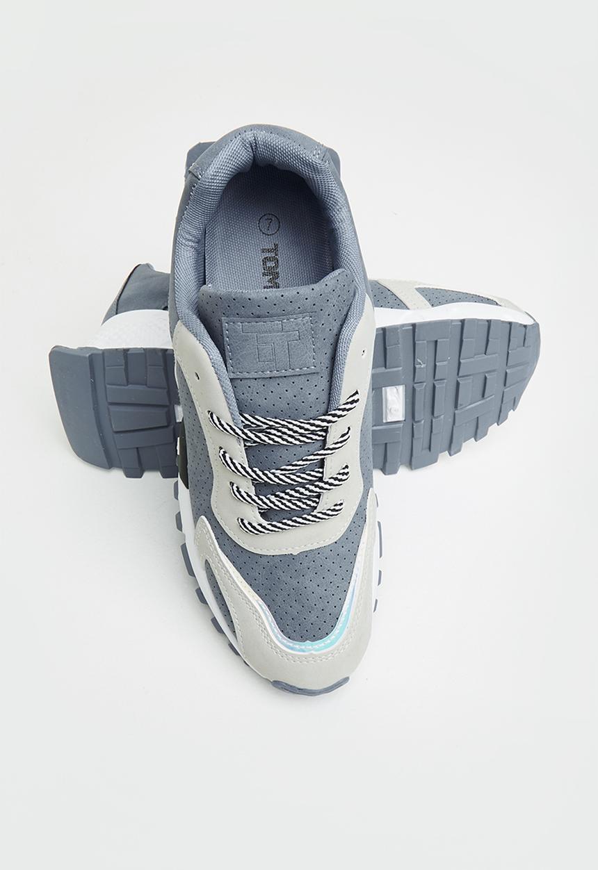 Tom Tom - Chunky mix panel sneaker - petrol blue & grey