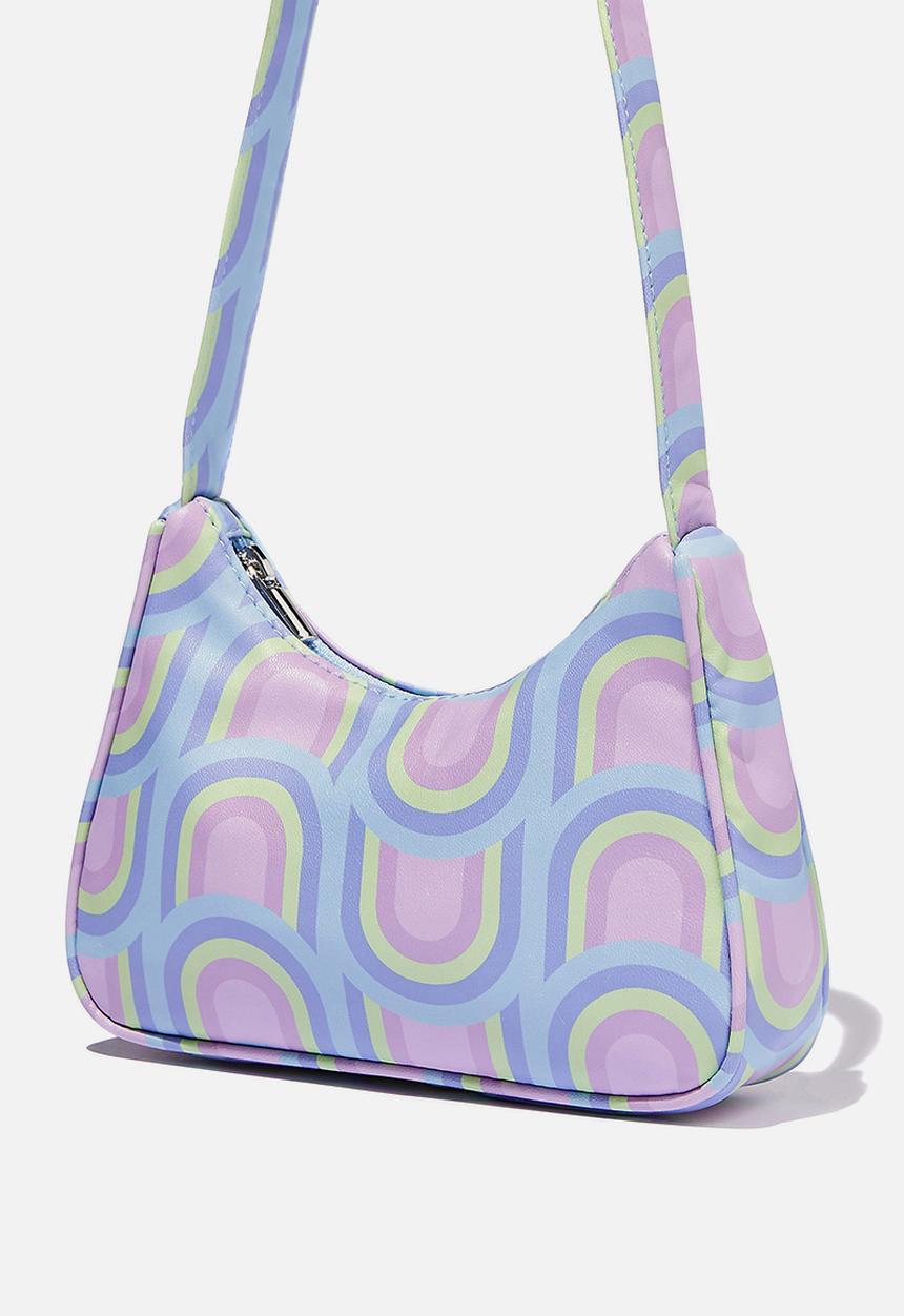 Cotton On - Britney bag - rainbow wave & frosty blue