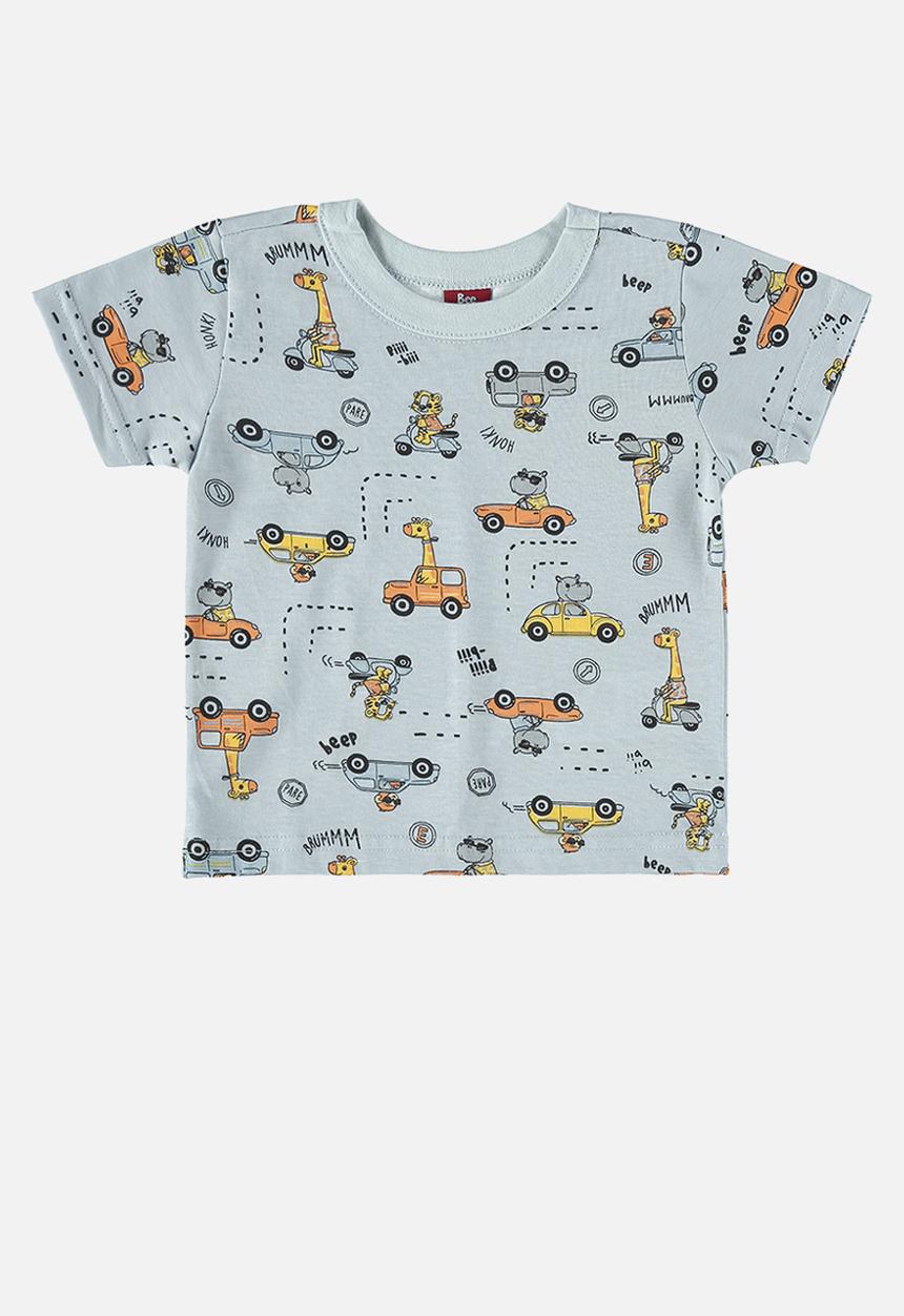 Bee Loop - Tee and sweat bermuda - light blue & black