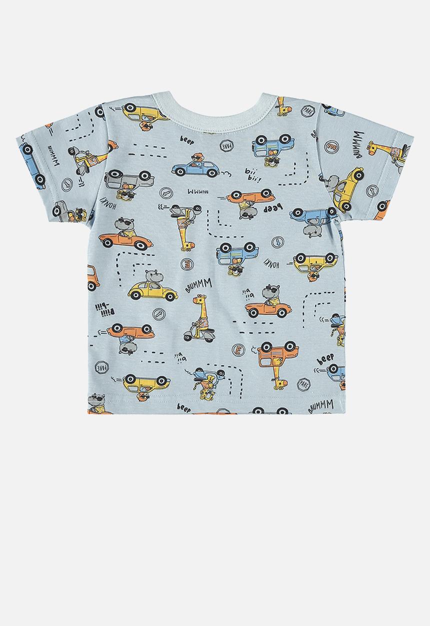 Bee Loop - Tee and sweat bermuda - light blue & black