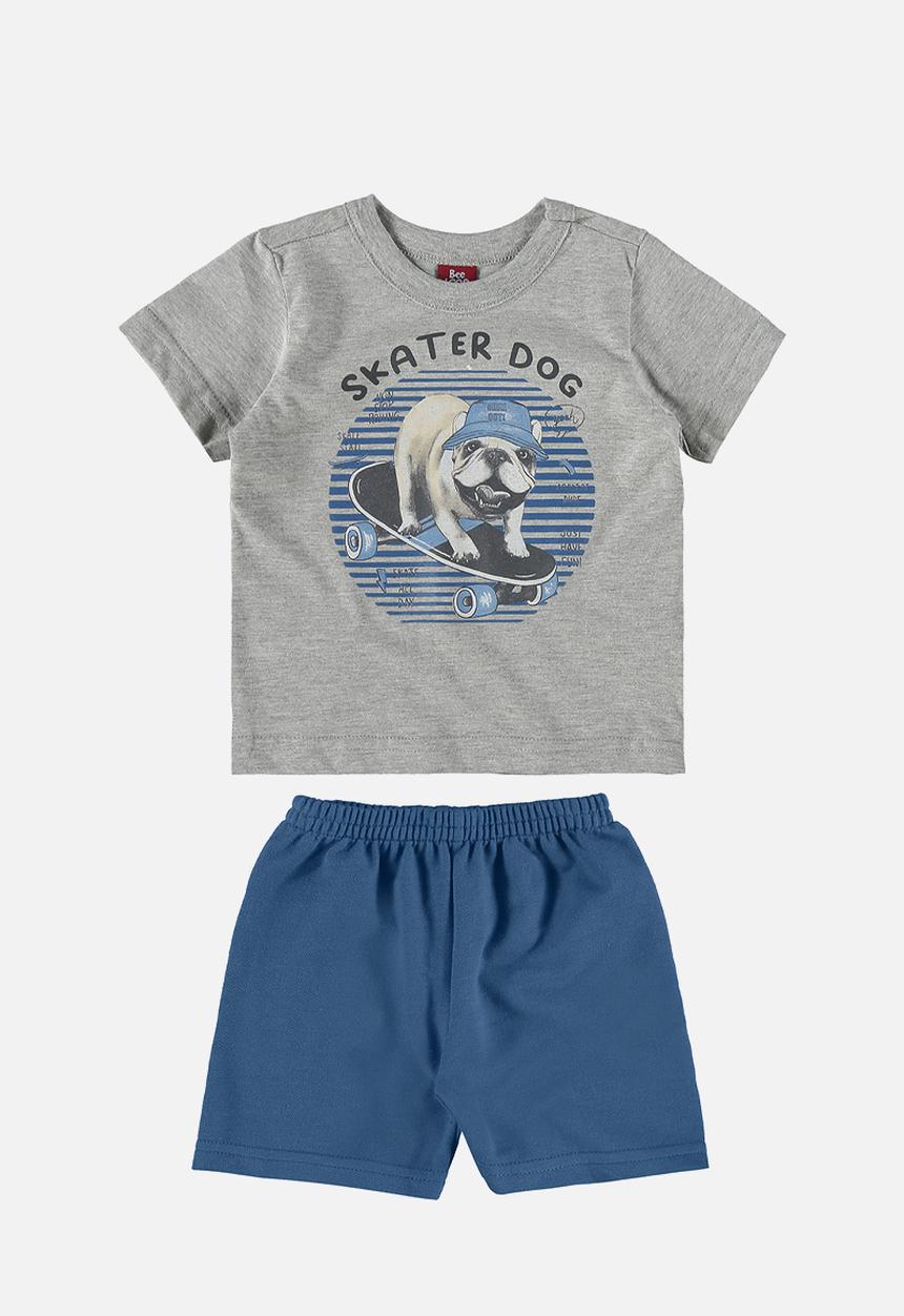 Bee Loop - Tee and sweat bermuda - grey & blue