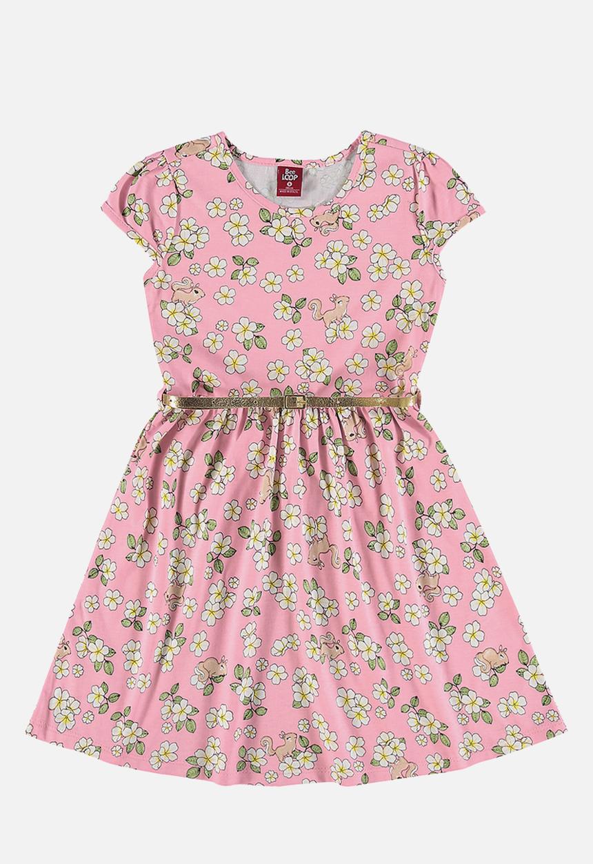 Bee Loop - Single jersey dress - pink & white