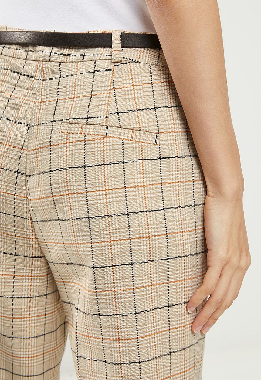 Koton - Medium rise plaid trousers - beige