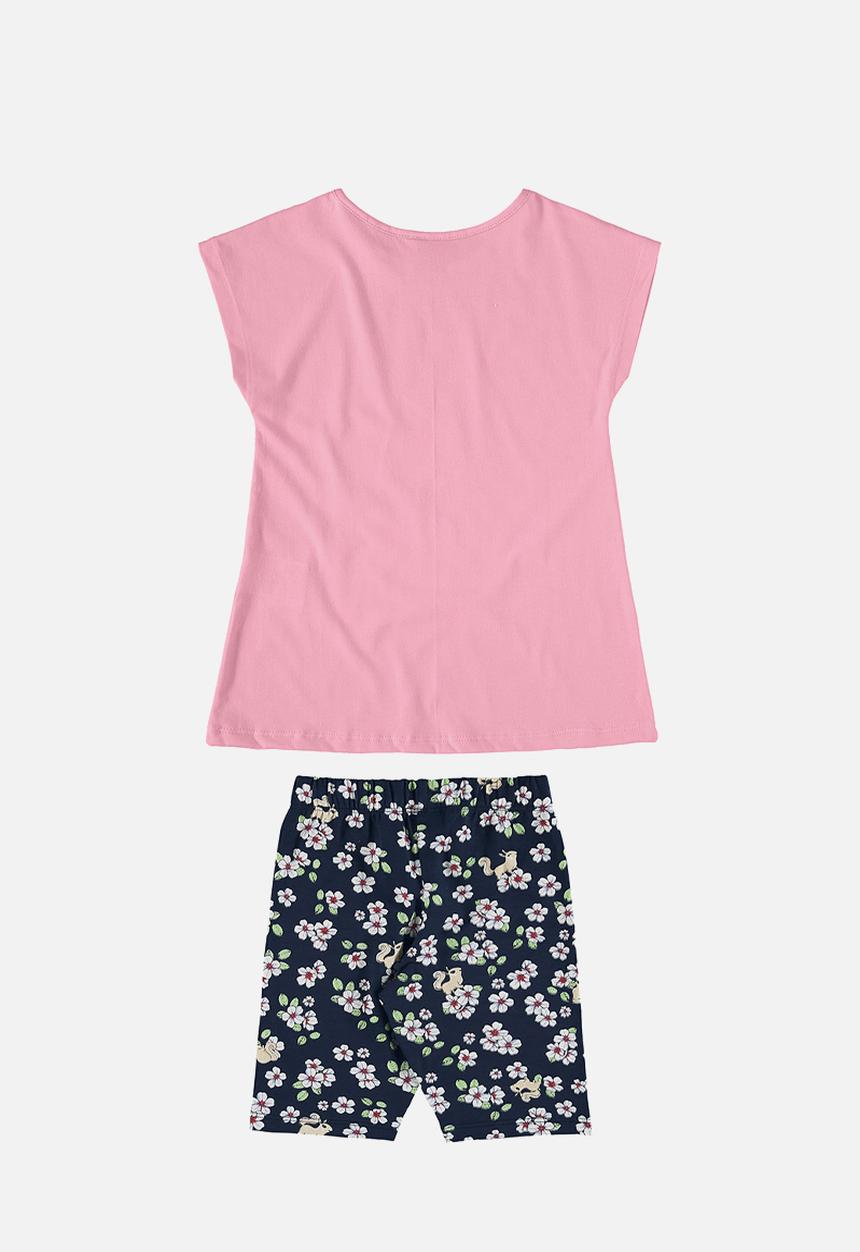 Bee Loop - Blouse and bermuda set - pink & navy