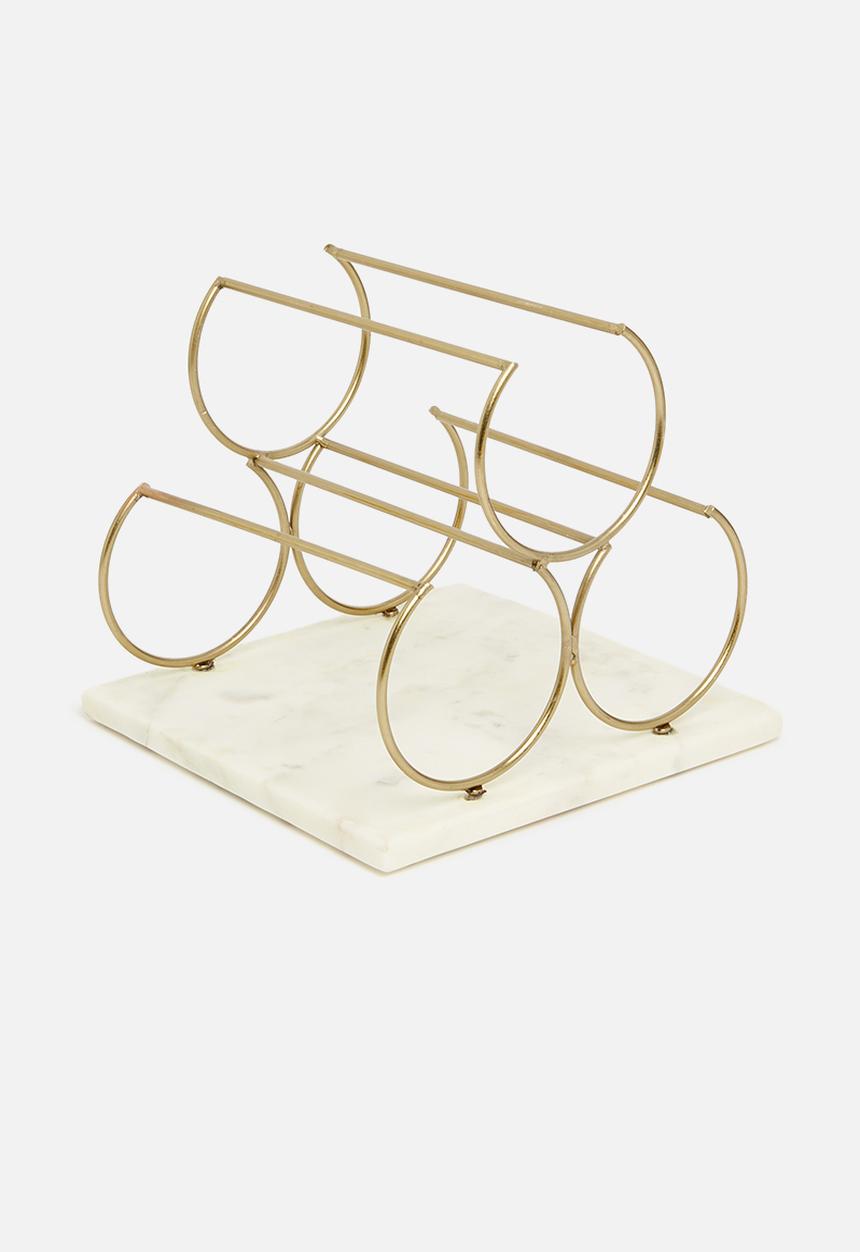 Sixth Floor - Statement Marble wine rack - gold & white