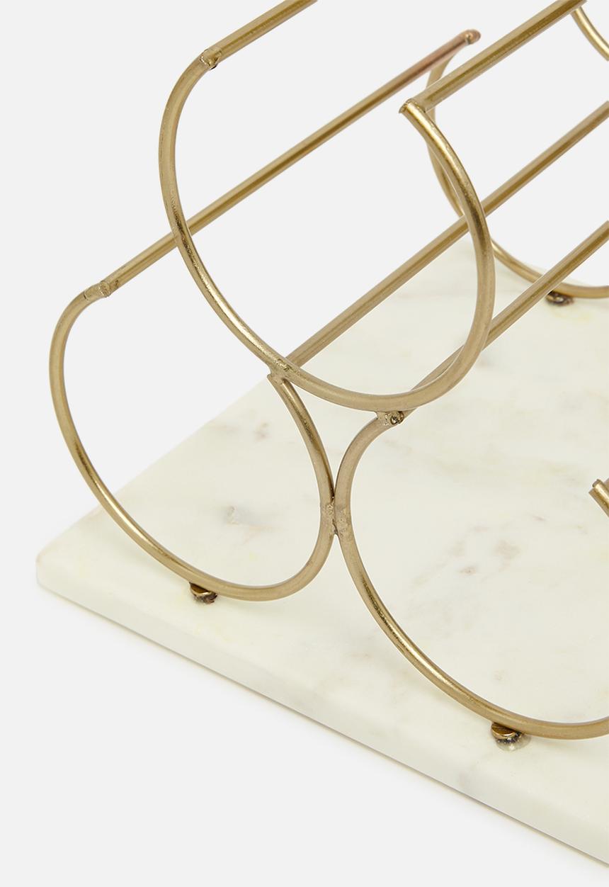 Sixth Floor - Statement Marble wine rack - gold & white
