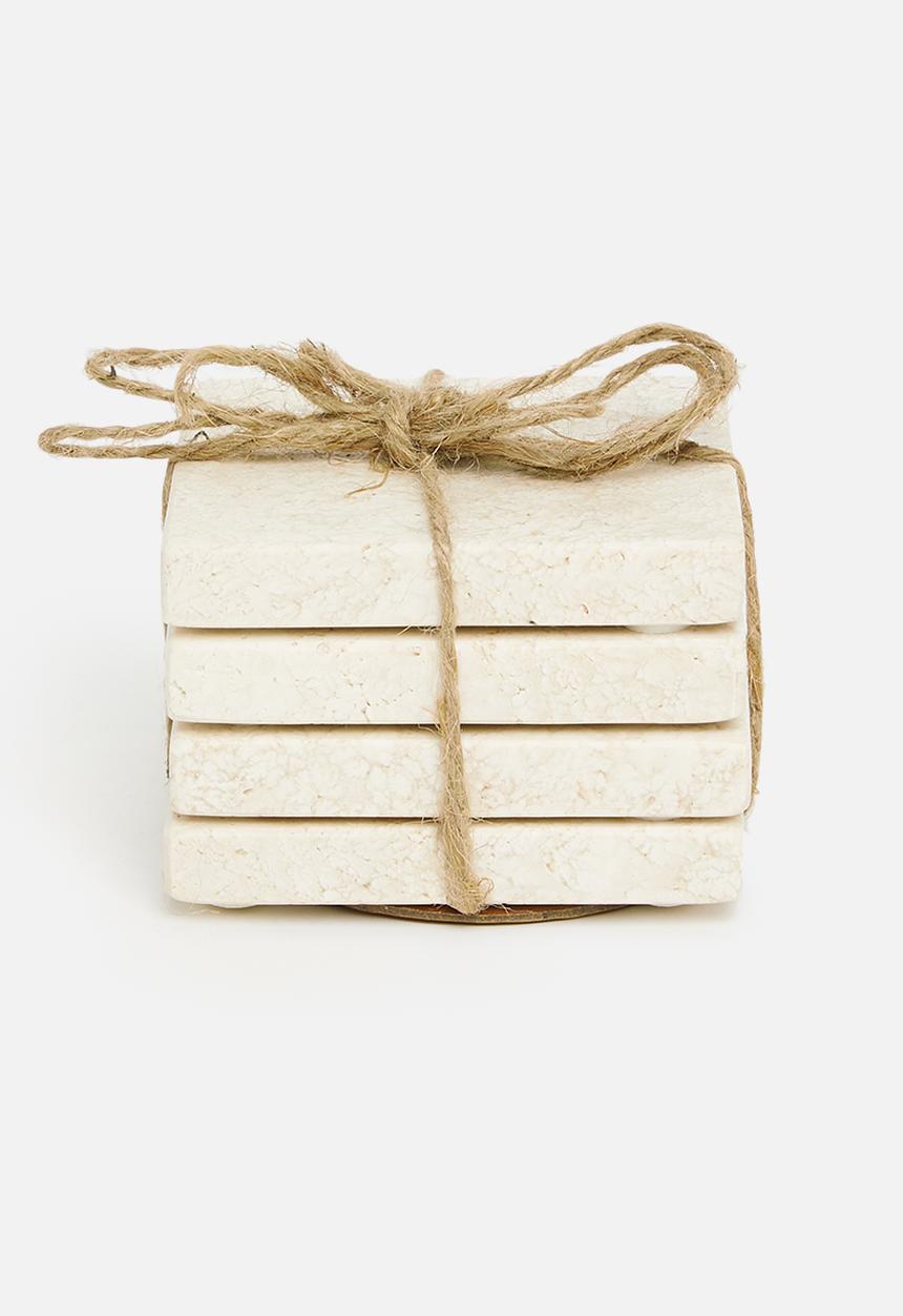 Sixth Floor - Travertine coaster set of 4 - stone