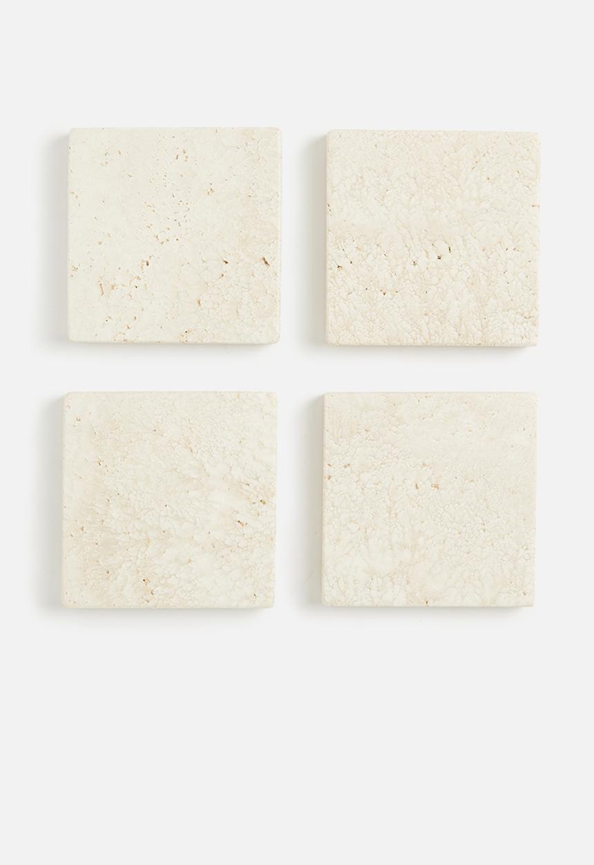 Sixth Floor - Travertine coaster set of 4 - stone