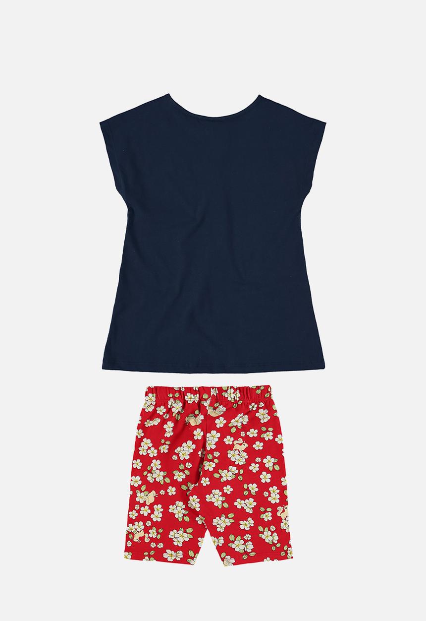 Bee Loop - Blouse and bermuda set - dark blue & red