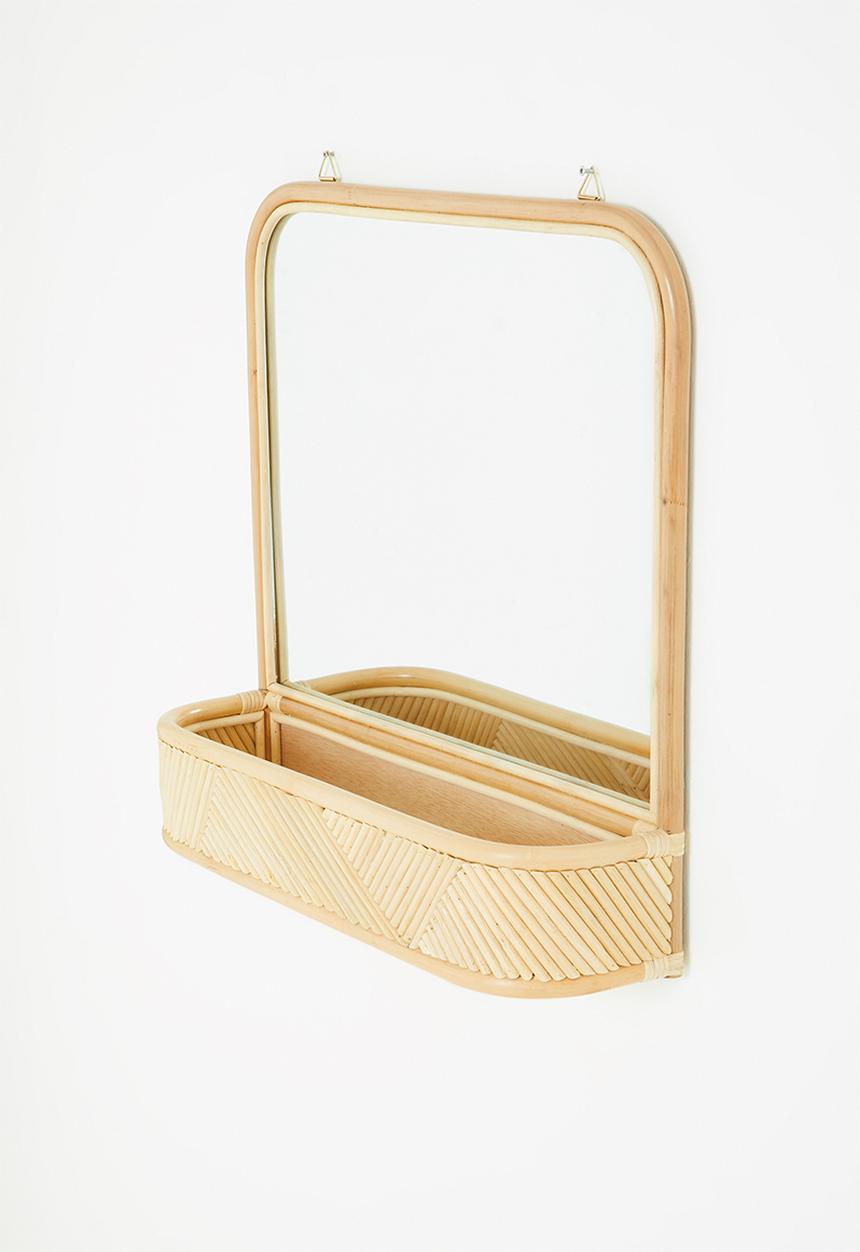 Sixth Floor - Rattan mirror with shelf