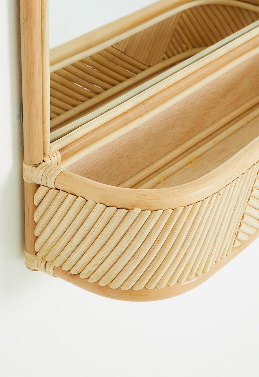 Sixth Floor - Rattan mirror with shelf