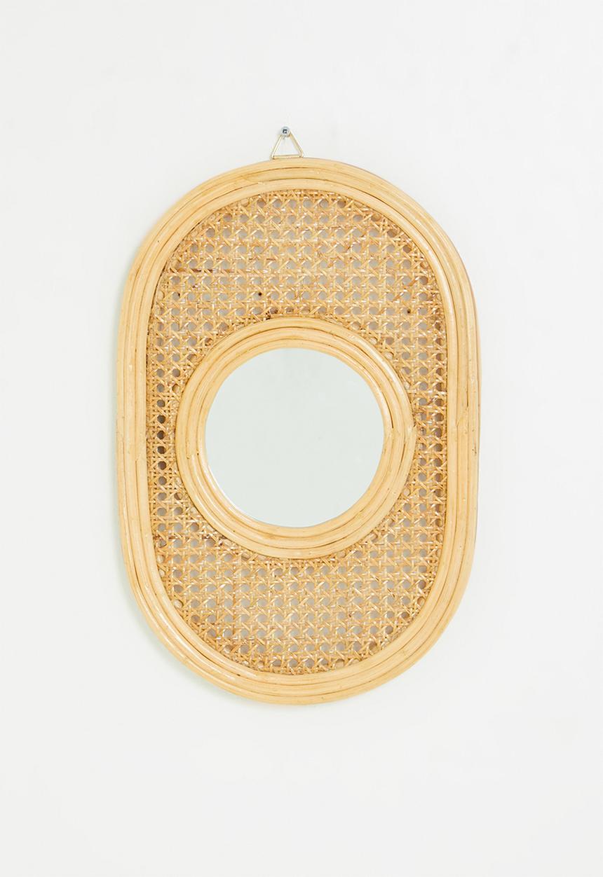 Sixth Floor - Rattan webbing mirror oval