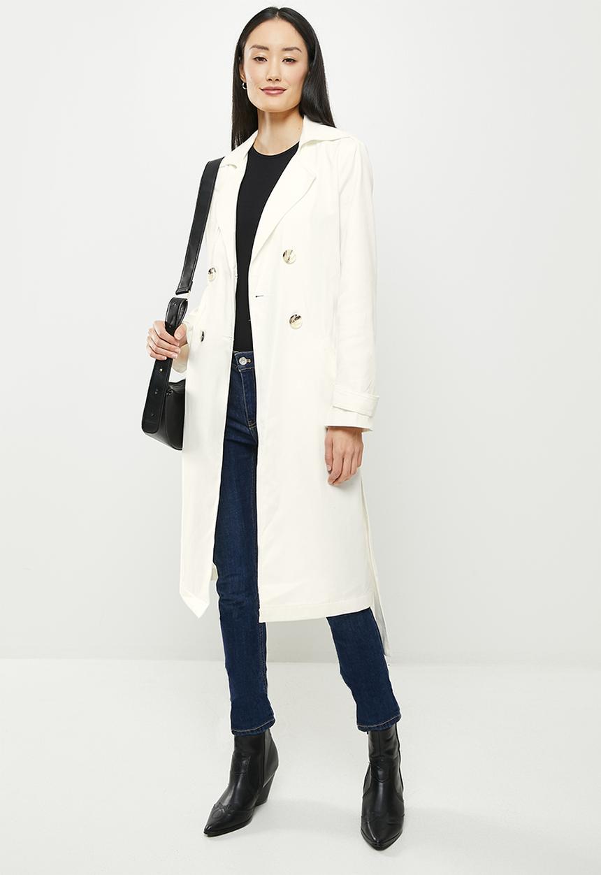 Koton - Button detailed trench coat - ecru