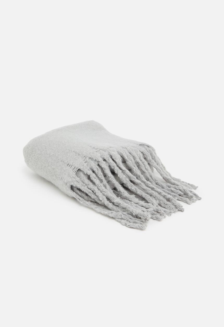 edit - Tassel blanket  scarf- light grey