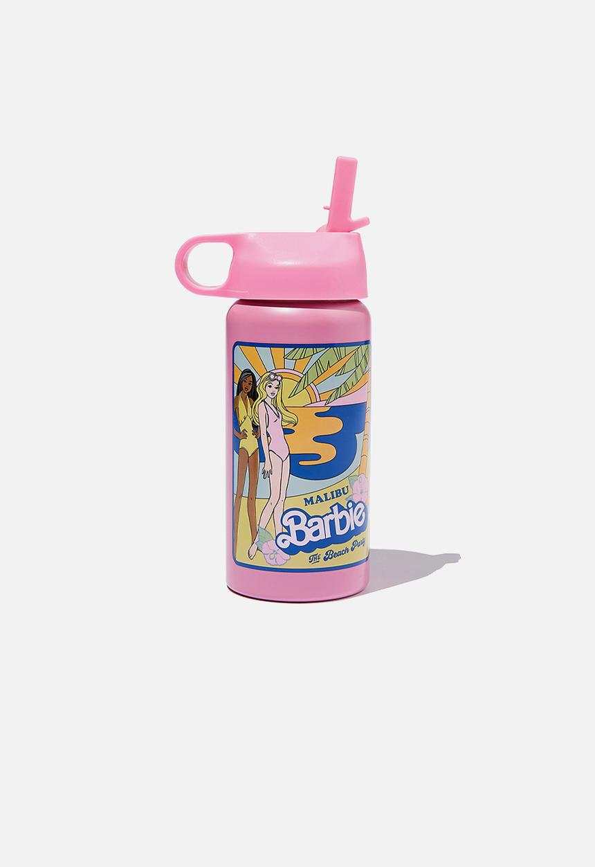Cotton On - Kids metal drink bottle - lcn mat barbie/pink gerbera