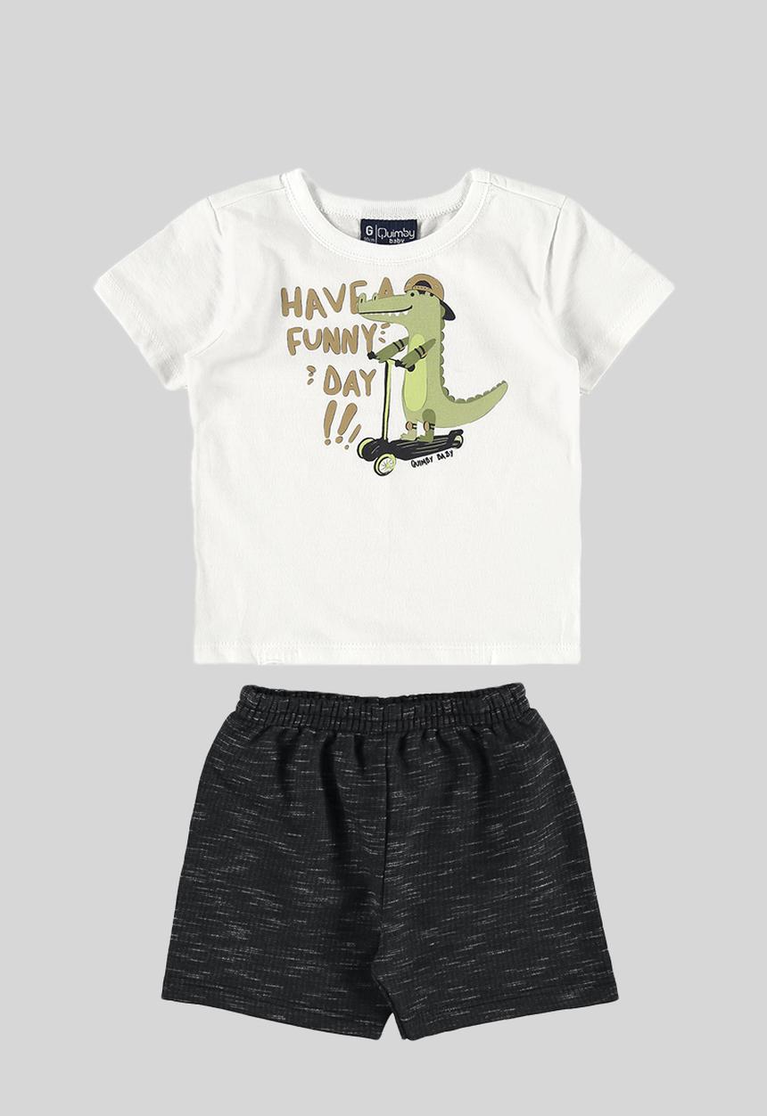 Quimby - Jersey tee and sweat bermuda - white