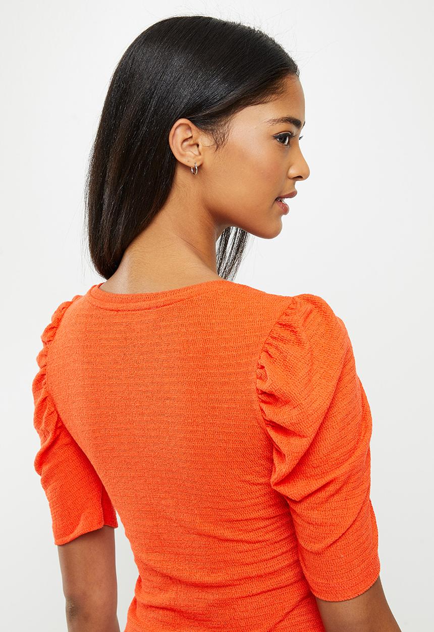 Koton - Short sleeve v-neck T-shirt - orange