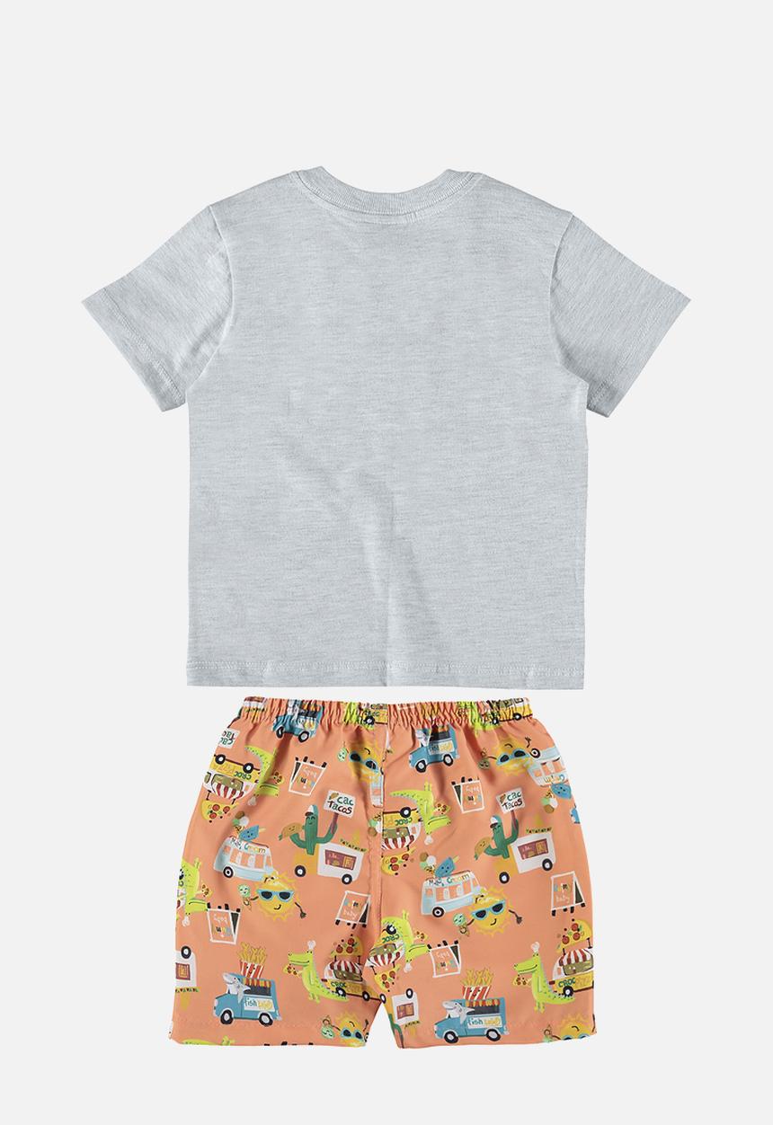 Quimby - T-shirt and microfiber bermuda - grey