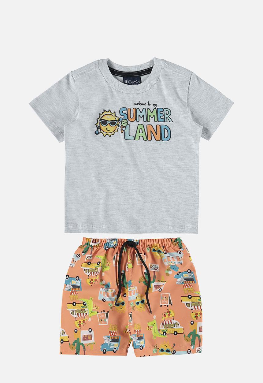 Quimby - T-shirt and microfiber bermuda - grey