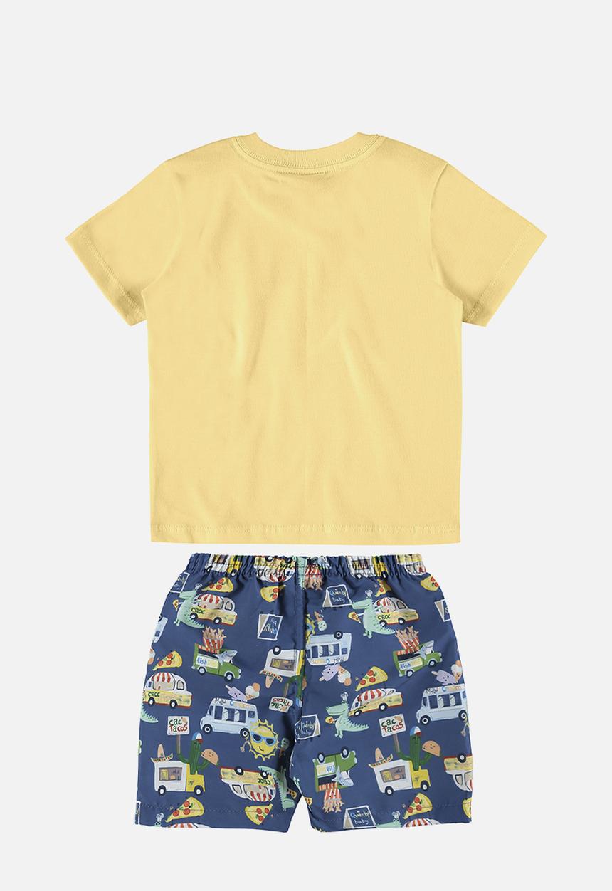 Quimby - T-shirt and microfiber bermuda - yellow