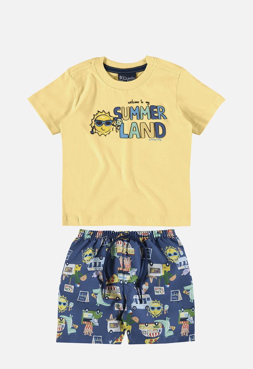 Quimby - T-shirt and microfiber bermuda - yellow