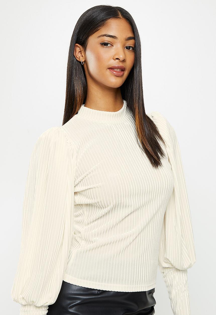 Koton - Balloon sleeves striped T-shirt - off white