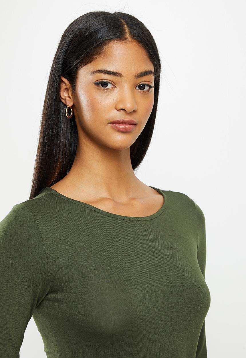 Koton - Long sleeve midi dress - khaki