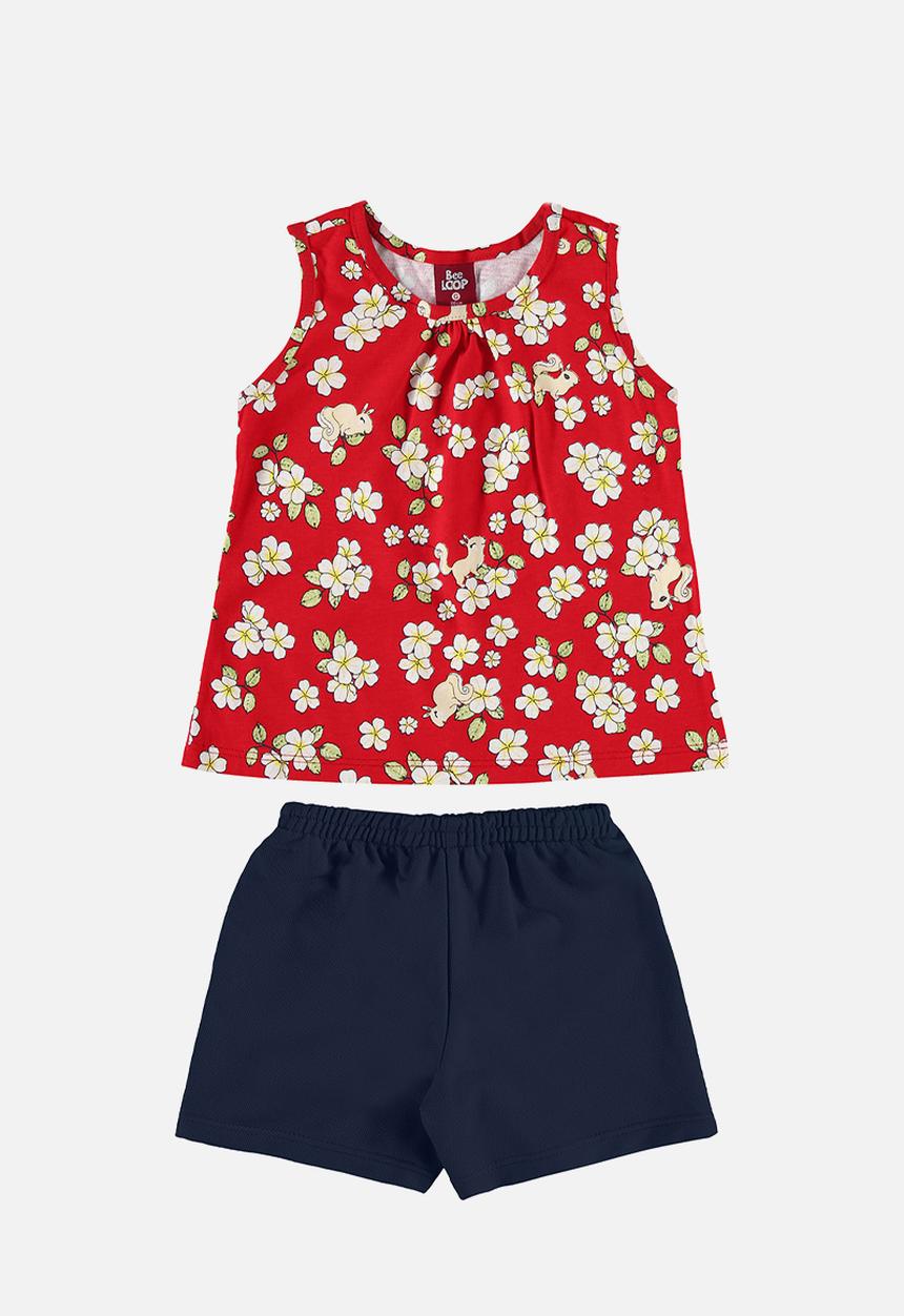 Bee Loop - Tank top and sweatshorts set - red