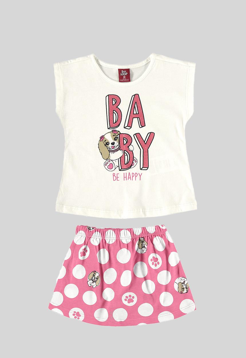 Bee Loop - Blouse and shorts-skirt set - off white & pink