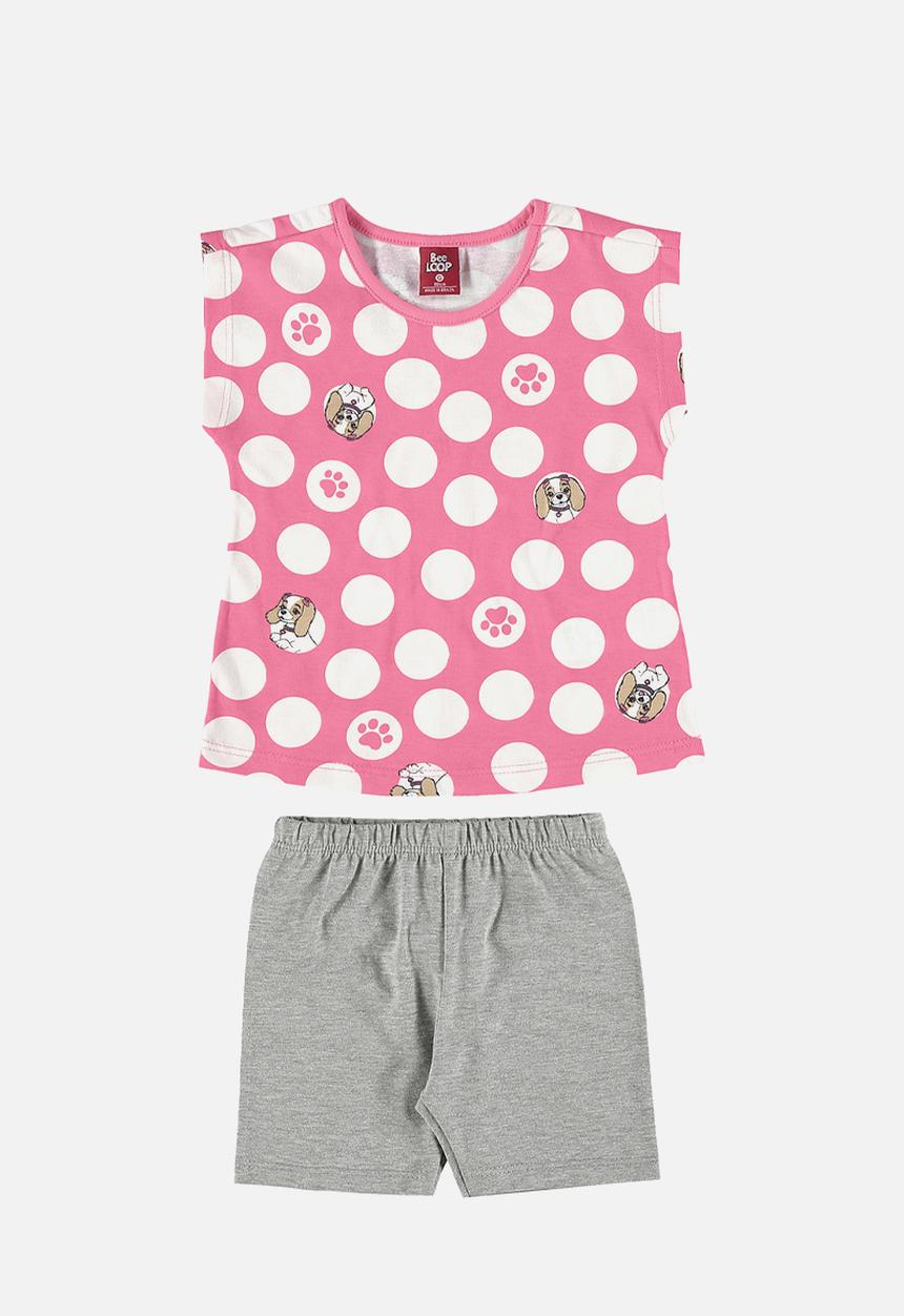 Bee Loop - Blouse and bermuda set - pink & grey