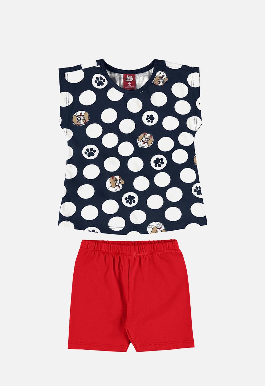 Bee Loop - Blouse and bermuda set - dark blue & red