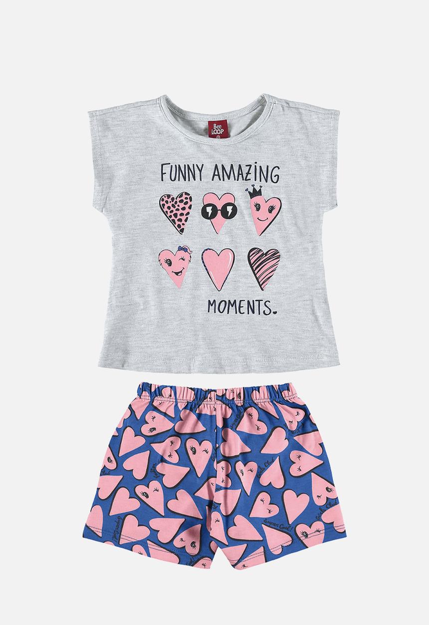 Bee Loop - Blouse and shorts set - grey & purple