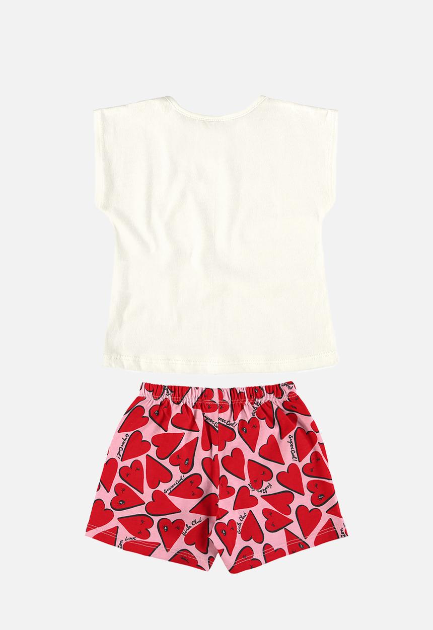 Bee Loop - Blouse and shorts set - off white & red