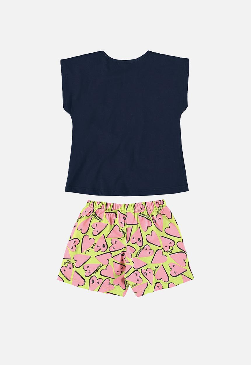 Bee Loop - Blouse and shorts set - dark blue & lime green