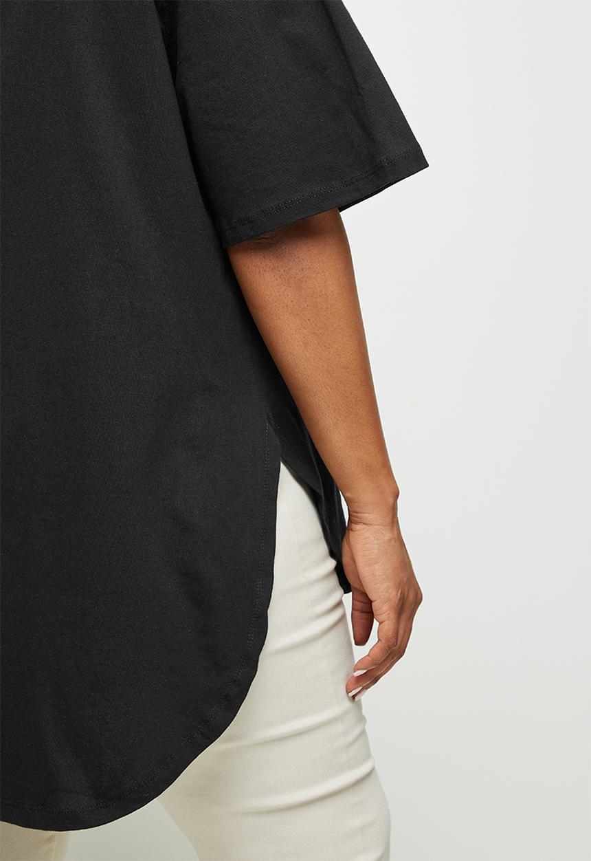 edit Plus - V-neck stripped hem tee - black