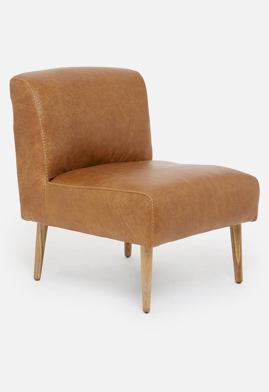 Sixth Floor - Genuine Leather Lounge Chair - Brown