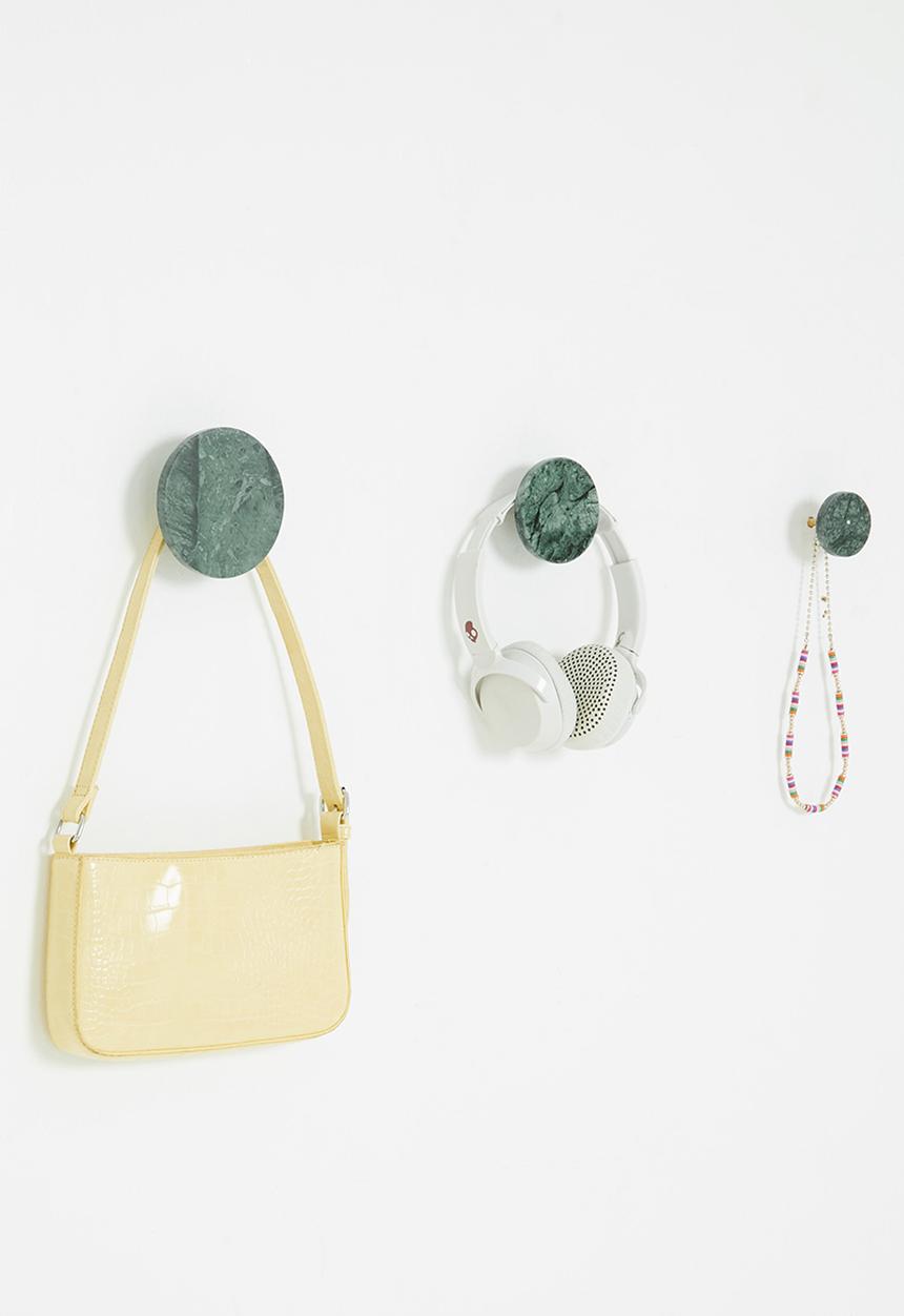 Sixth Floor - Marble wall hooks set of 3 - green
