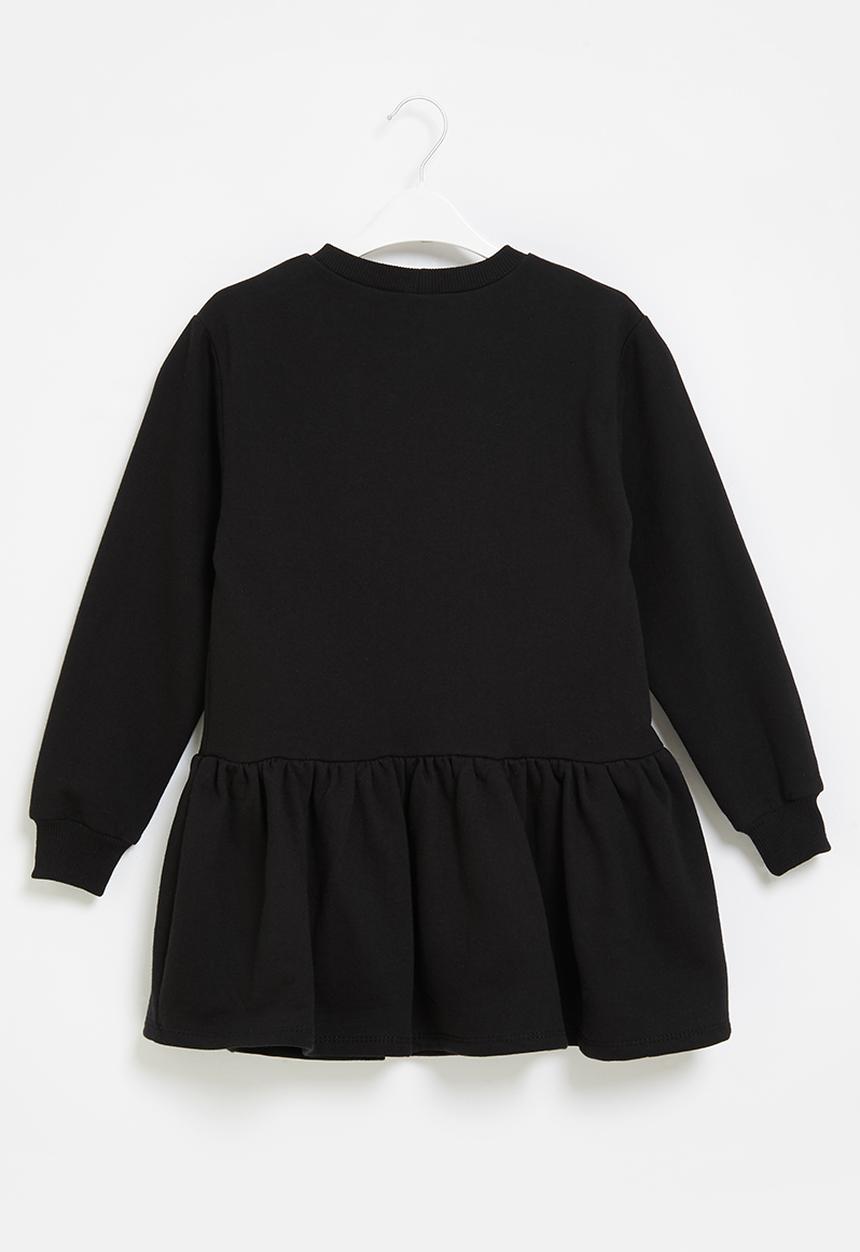 Rebel Republic - Plain tiered fleece dress - black