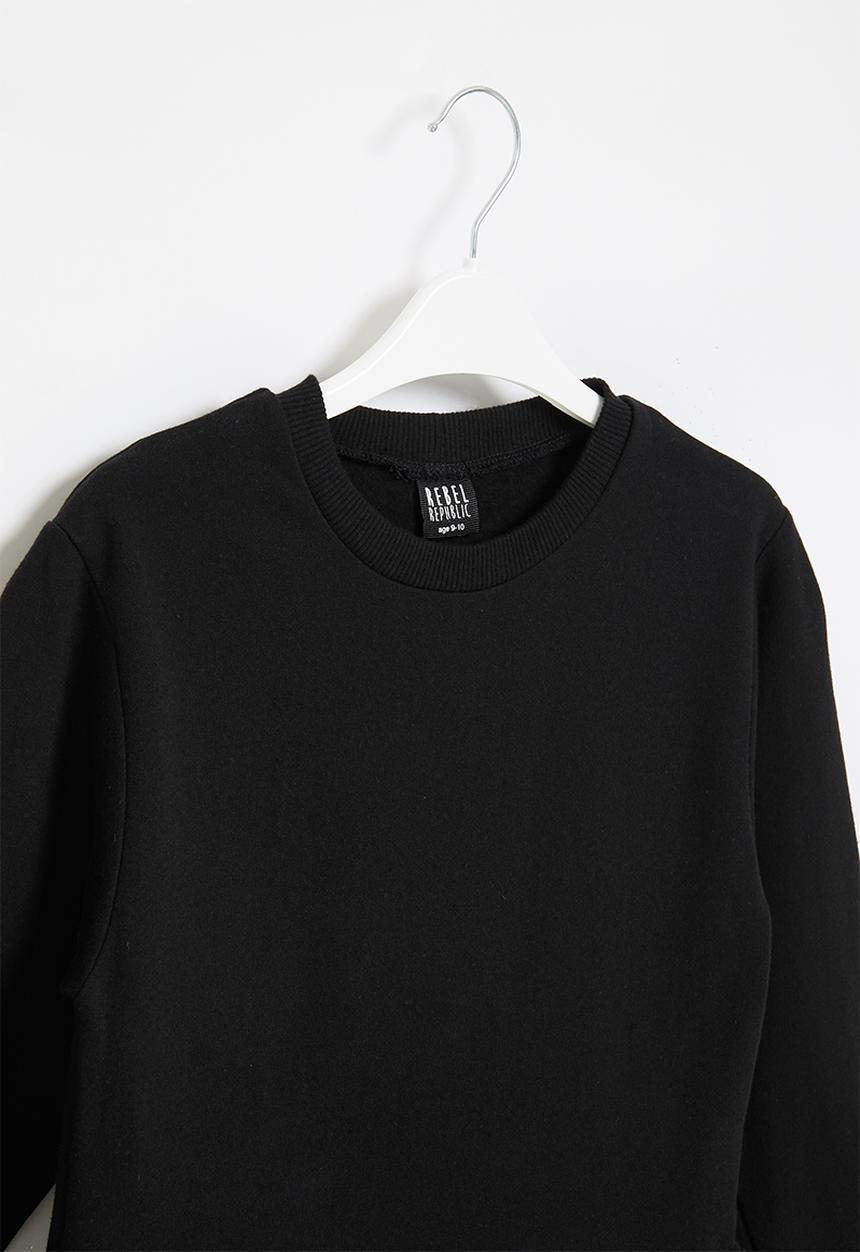 Rebel Republic - Plain tiered fleece dress - black