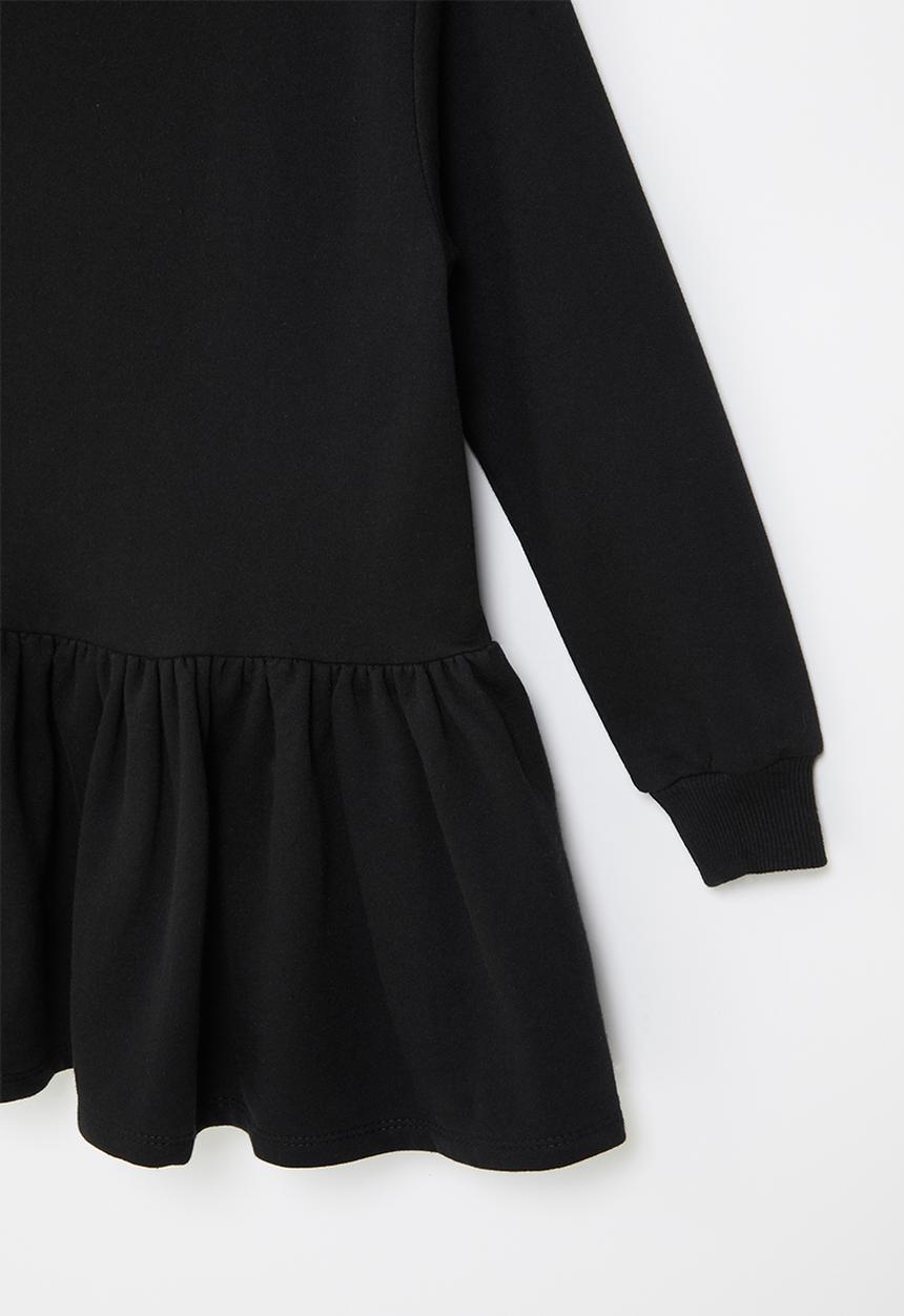 Rebel Republic - Plain tiered fleece dress - black