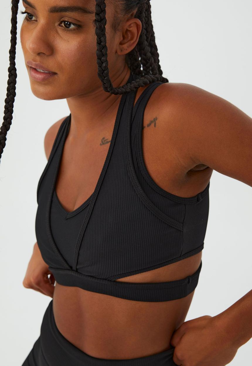Cotton On - Rib cut out crop - black