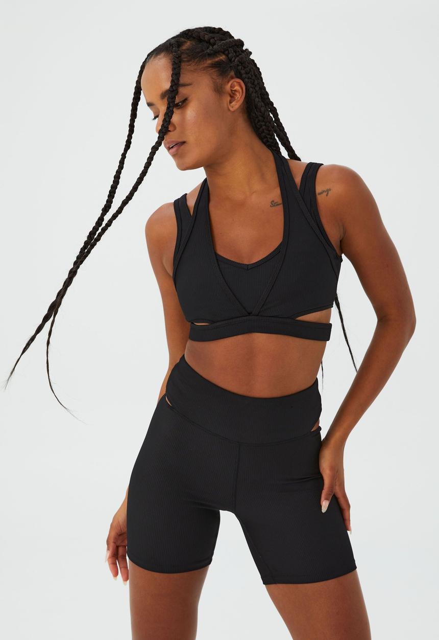 Cotton On - Rib cut out crop - black